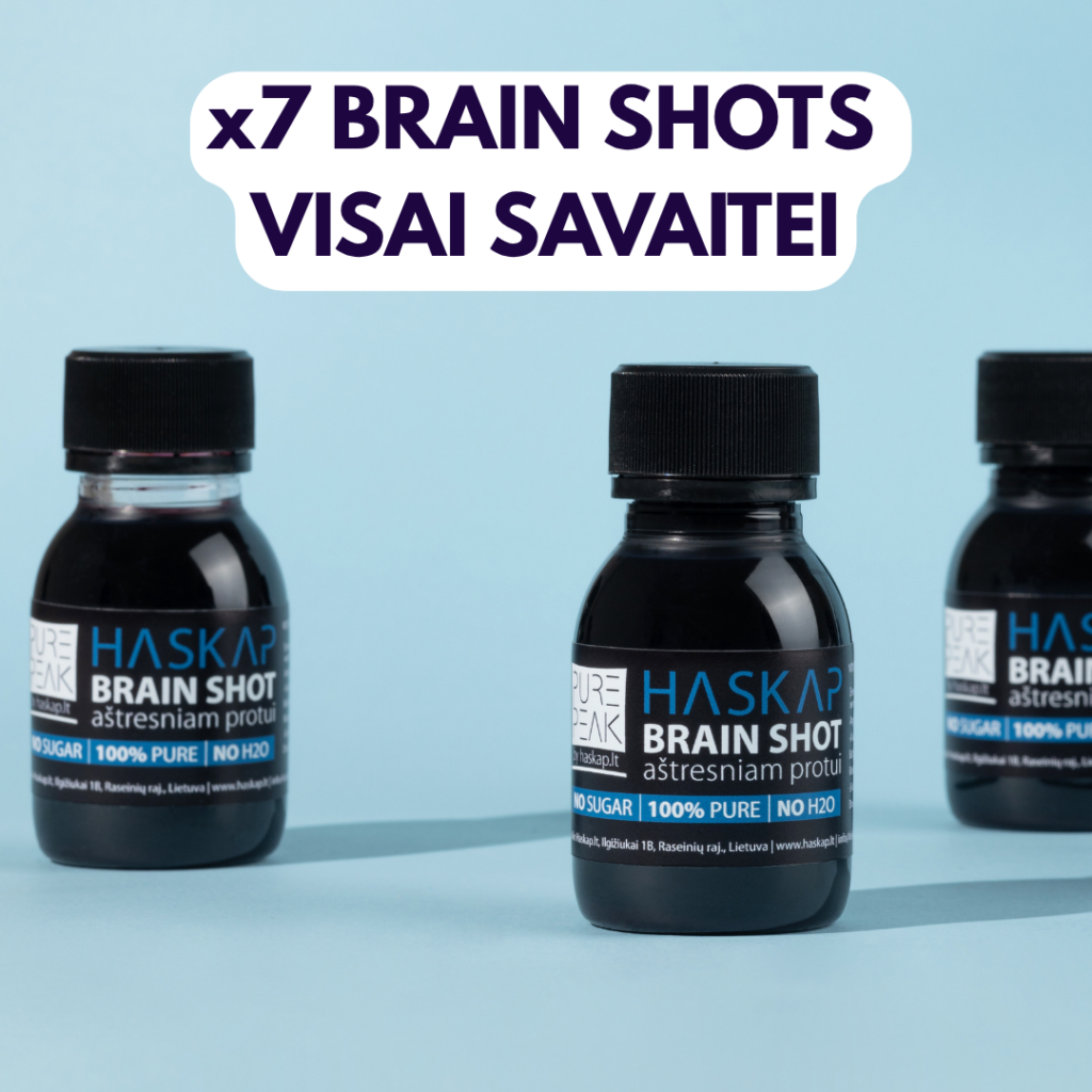 Haskap BRAIN SHOT SAVAITĖ- Vieno gurkšnio, natūralus, produktyvumą skatinantis gėrimas (7x60ml)